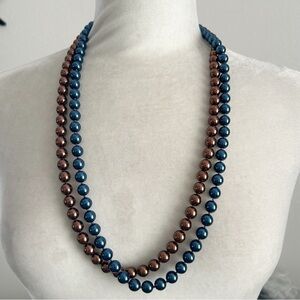 JOAN RIVERS Knotted 10mm Metallic  Simulated Czech Glass Pearl Necklaces